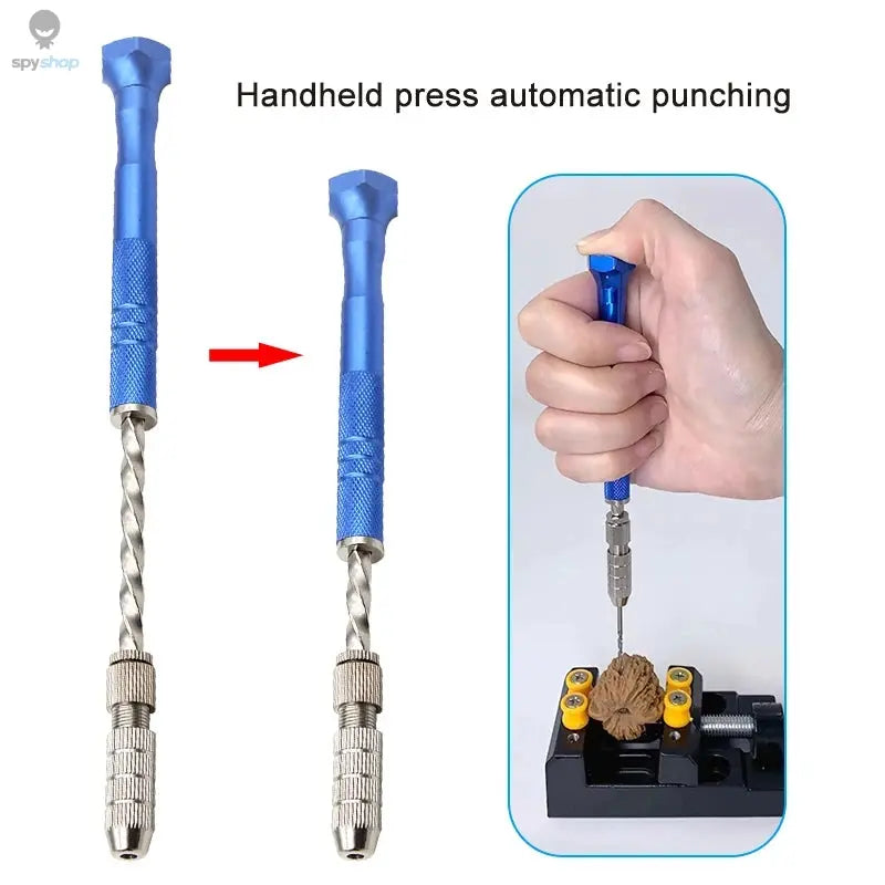 Blue Extended Semi-automatic 0.5-3mm Hand Twist Drill Amber Plastic Circuit Board Drilling Tool Twist Drill Set