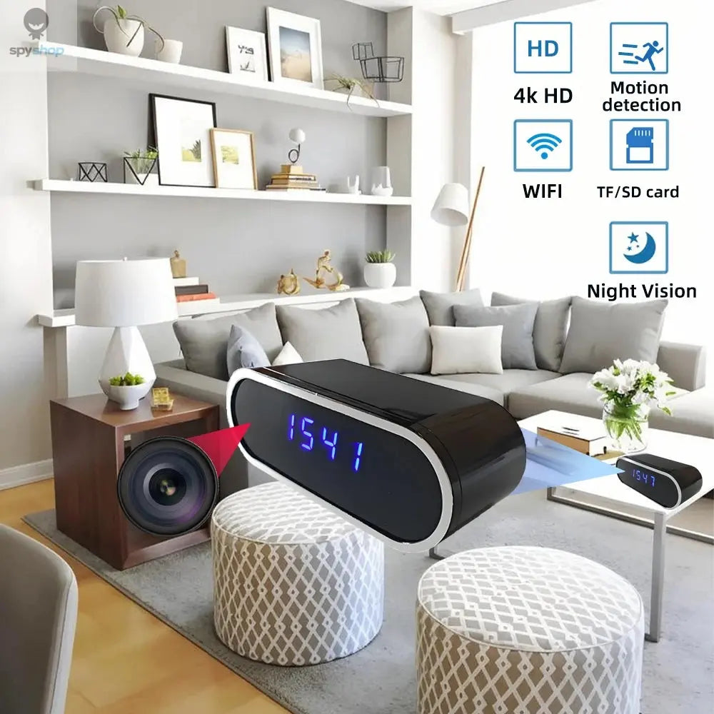 Built in 4KFHD mini camera and 12 infrared night vision lights, supporting WiFi remote viewing and indoor motion detection Spy-shop.com