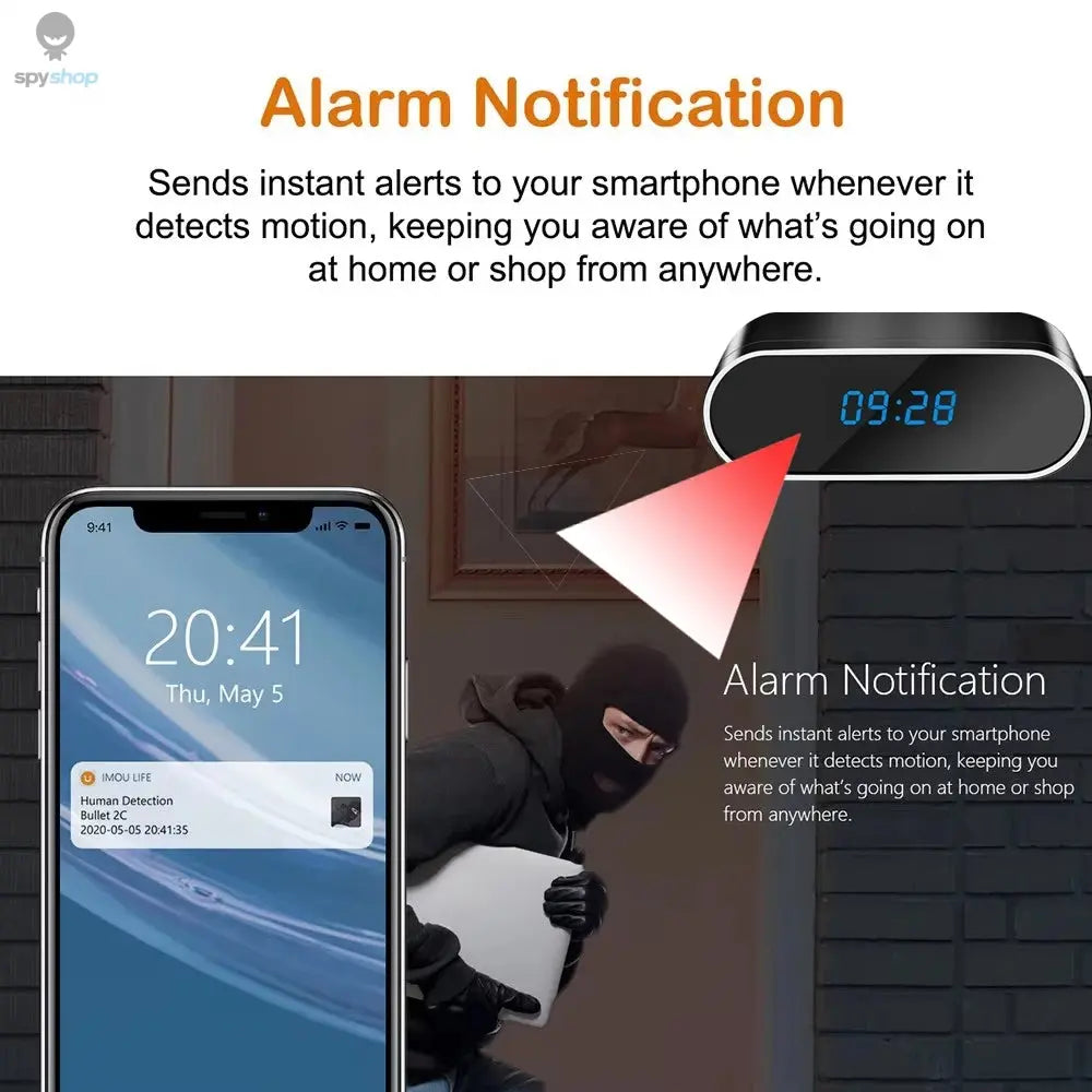 Built in 4KFHD mini camera and 12 infrared night vision lights, supporting WiFi remote viewing and indoor motion detection Spy-shop.com
