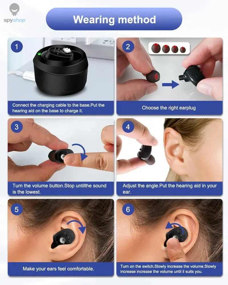 CIC Hearing Aid Rechargeable High Power Sound Amplifier Digital Hearing Aids Invisible Waterproof Earphone For Deafness audifono Spy-shop.com