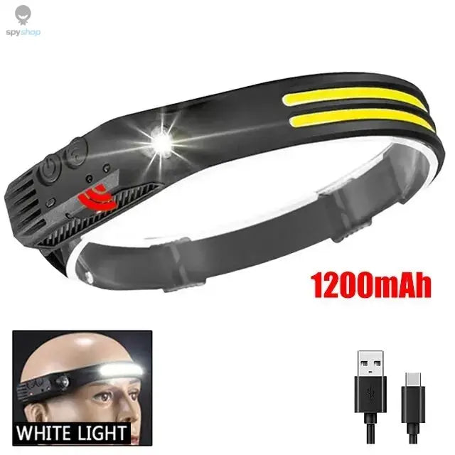 COB LED Headlamp Induction Head Lamp Built-in Battery USB Rechargeable Head Flashlight Outdoor Camping Fishing Sensor Headlight Spy-shop.com