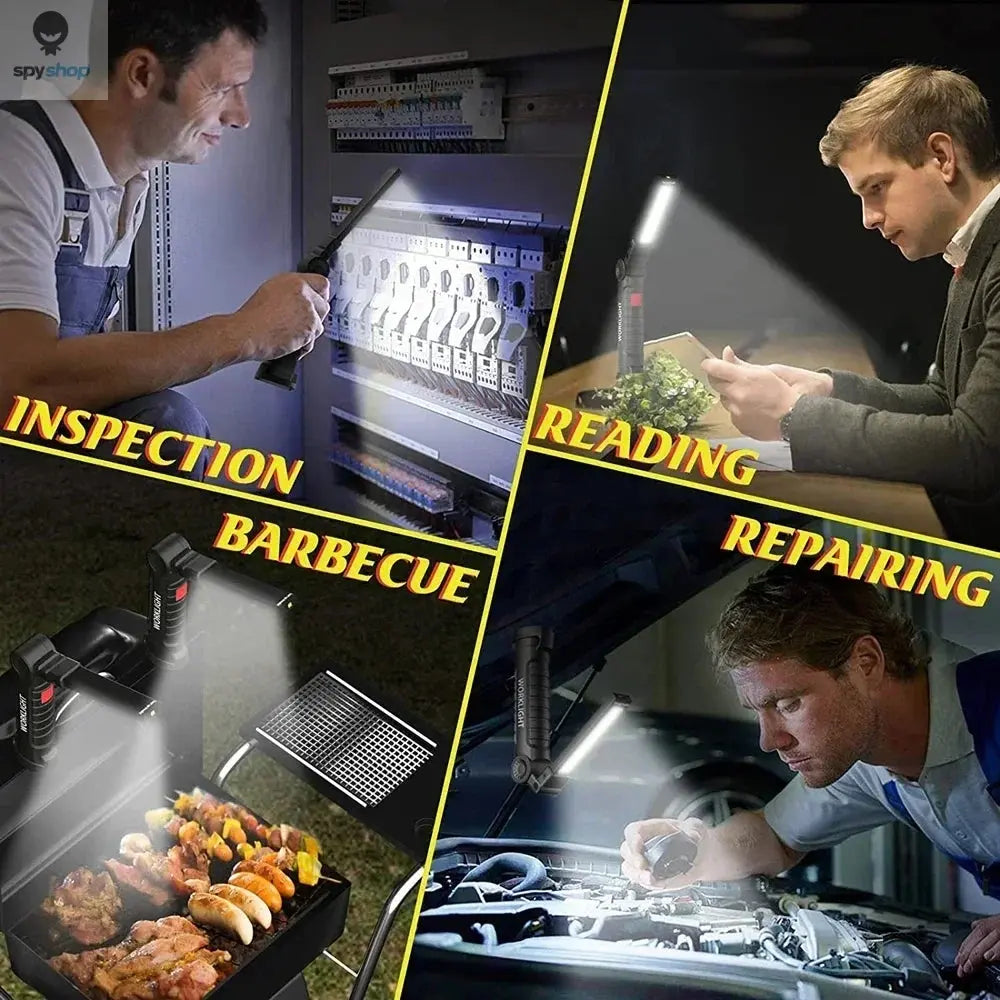 COB LED Work Light Dimmable USB Rechargeable LED Flashlight Inspection Lamp With Magnetic Hook Power Bank 18650 Battery Torch Spy-shop.com