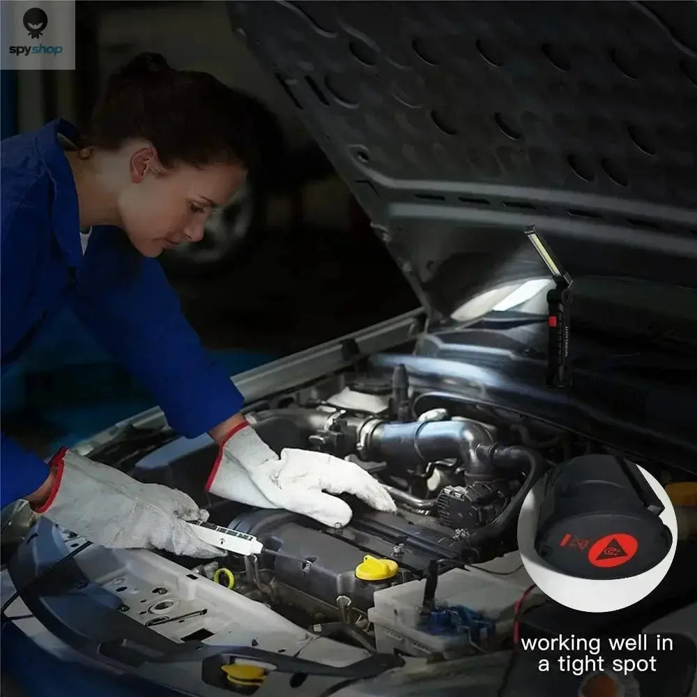 COB LED Work Light Dimmable USB Rechargeable LED Flashlight Inspection Lamp With Magnetic Hook Power Bank 18650 Battery Torch Spy-shop.com