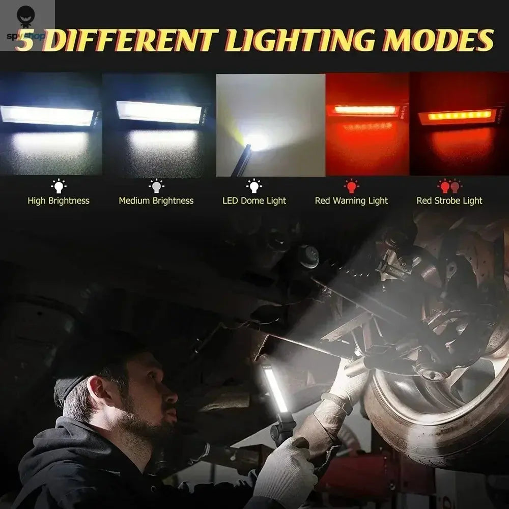 COB LED Work Light Dimmable USB Rechargeable LED Flashlight Inspection Lamp With Magnetic Hook Power Bank 18650 Battery Torch Spy-shop.com