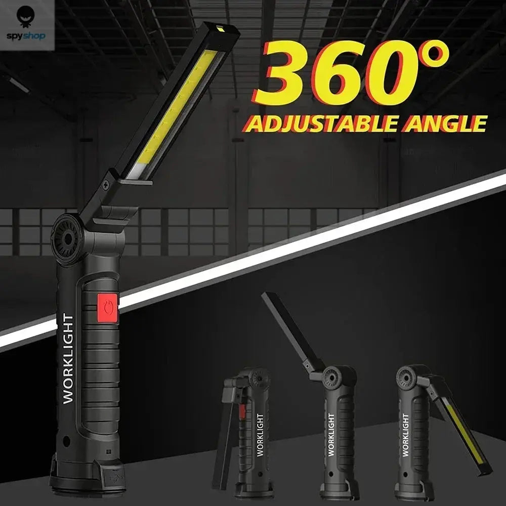 COB LED Work Light Dimmable USB Rechargeable LED Flashlight Inspection Lamp With Magnetic Hook Power Bank 18650 Battery Torch Spy-shop.com