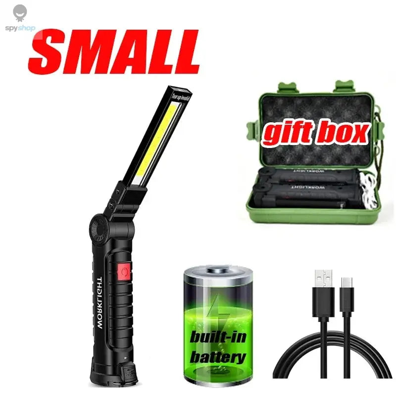 COB LED Work Light Dimmable USB Rechargeable LED Flashlight Inspection Lamp With Magnetic Hook Power Bank 18650 Battery Torch Spy-shop.com
