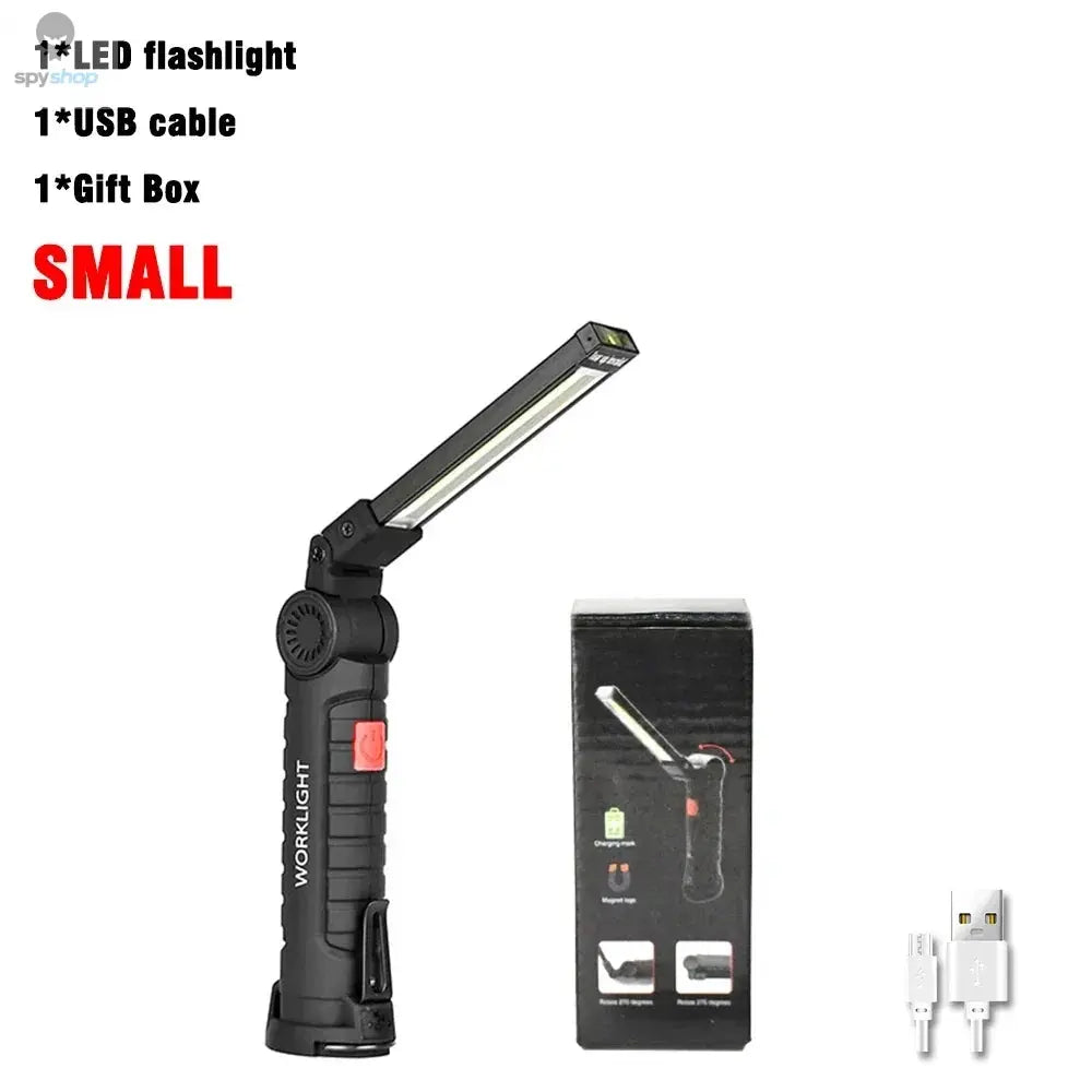 COB LED Work Light Dimmable USB Rechargeable LED Flashlight Inspection Lamp With Magnetic Hook Power Bank 18650 Battery Torch Spy-shop.com
