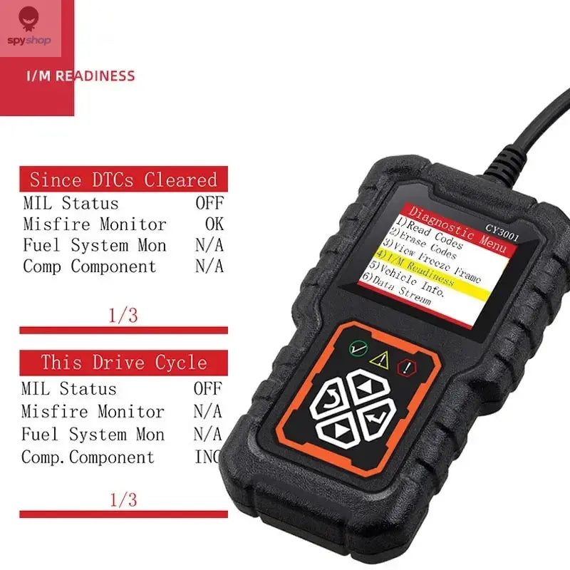 CY3001 Professional OBD2 Scanner | Engine/ABS/SRS Diagnostics w/ Real-Time Data Stream | Elm327 Chip for Android/iOS | Car/Truck
