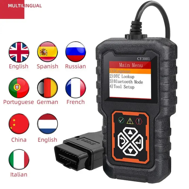 CY3001 Professional OBD2 Scanner | Engine/ABS/SRS Diagnostics w/ Real-Time Data Stream | Elm327 Chip for Android/iOS | Car/Truck