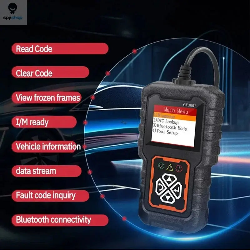 CY3001 Professional OBD2 Scanner | Engine/ABS/SRS Diagnostics w/ Real-Time Data Stream | Elm327 Chip for Android/iOS | Car/Truck