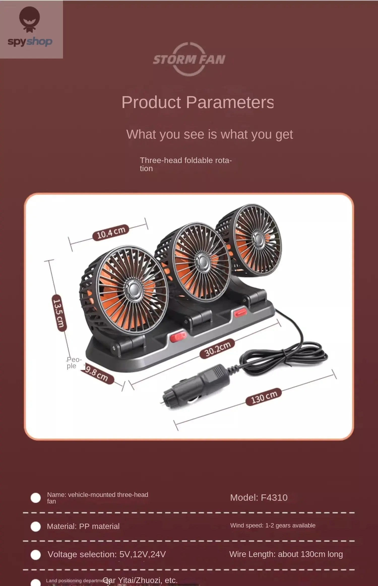 Car Fan 360° Adjustable 3 Head Air Fan Automotive Electric Fan USB/12V/24V Fan 2 Speeds Car Silent Fan For Home Desk Office&Car