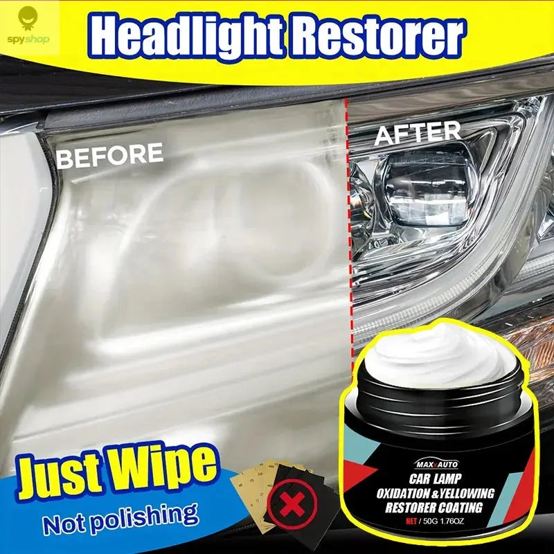 Car Headlight Restoration Polishing Kit - Scratch Remover & Oxidation Cleaner Repair Paste for Headlamp Assembly Spy-shop.com