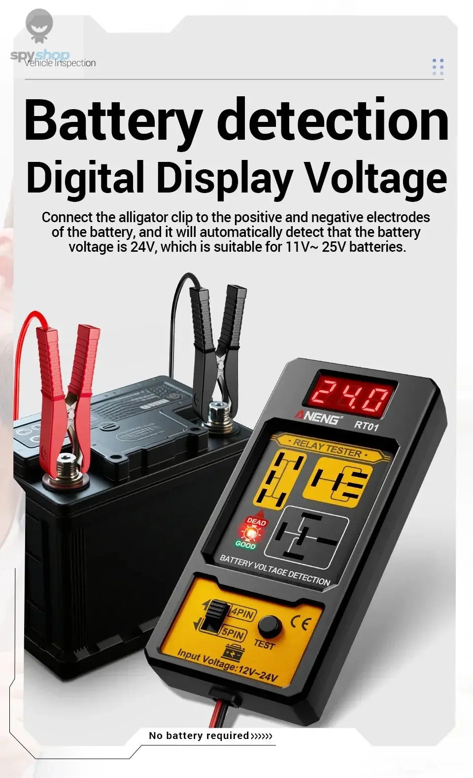 Car Relay Tester Voltage Tester ANENG RT01 Universal 11-25V Automotive Car Battery Check LED Indicator Light Relay Diagnostic