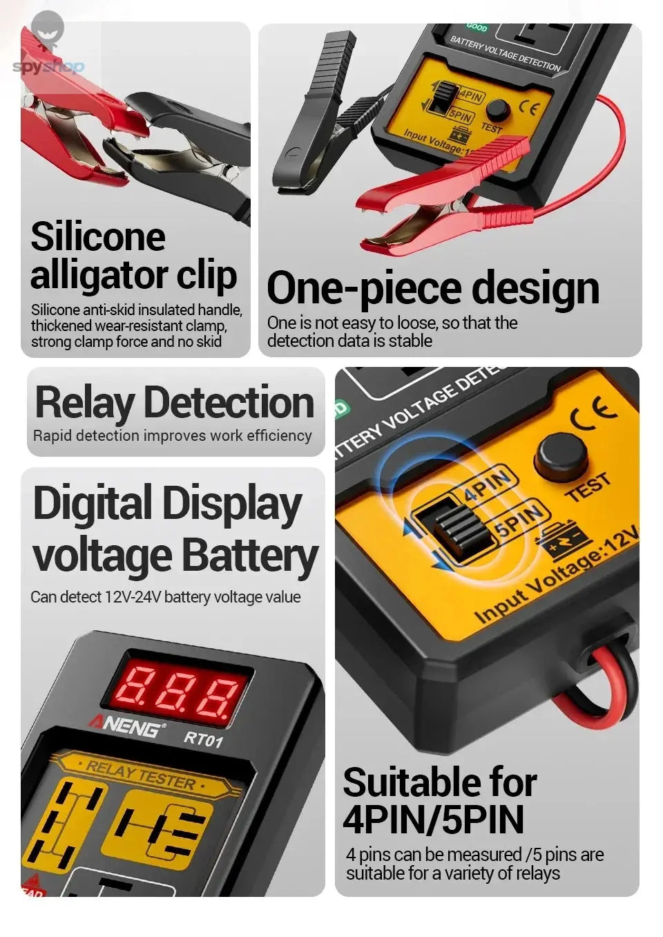 Car Relay Tester Voltage Tester ANENG RT01 Universal 11-25V Automotive Car Battery Check LED Indicator Light Relay Diagnostic