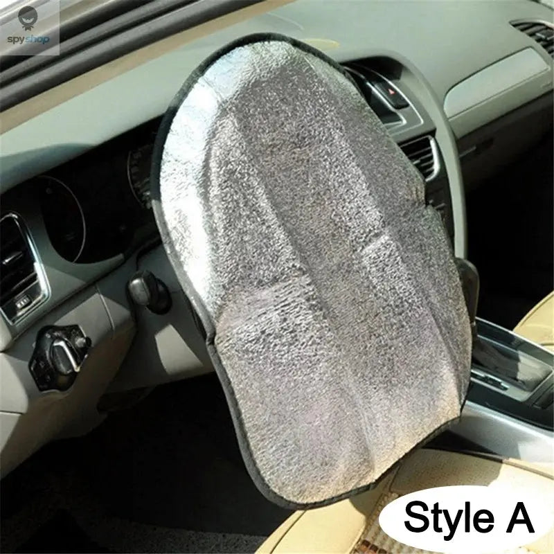 Car Steering Wheel Sun Shade Double Thick Sun Protection Foldable Anti-uv Sunscreen Car Supplies Car Steering Wheel Cover Silver Spy-shop.com