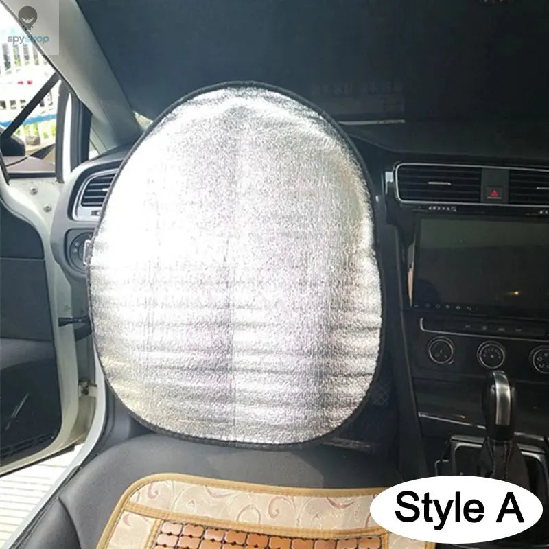 Car Steering Wheel Sun Shade Double Thick Sun Protection Foldable Anti-uv Sunscreen Car Supplies Car Steering Wheel Cover Silver Spy-shop.com