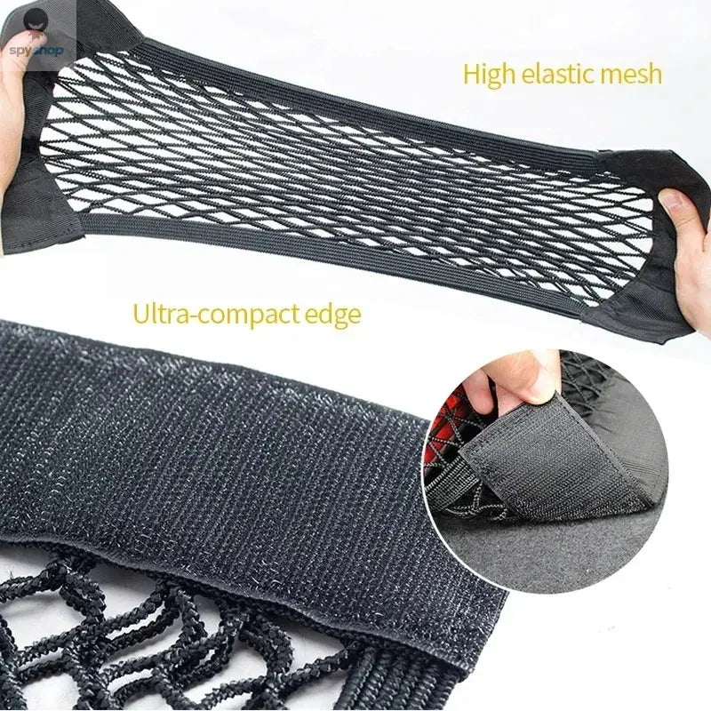 Car Storage Net Stretchable Mesh Pocket Net Magic Elastic Sticker Universal Rear Mesh Trunk Seat Bag Pocket Cage Auto Organizer