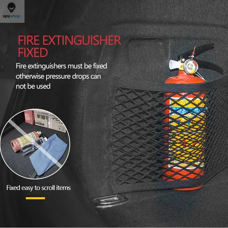 Car Trunk Mesh Organizer Car Tail Storage Net Seat Back Pocket Universal Trunk Bag Auto Magic Tape Network Interior Accessories Spy-shop.com