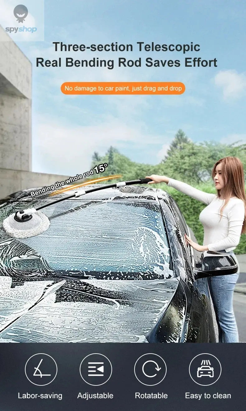 Car Wash Brush Car Cleaning Brush Telescoping Long Handle Mop Soft Hair Chenille Broom Universal Window Wash Auto Accessories