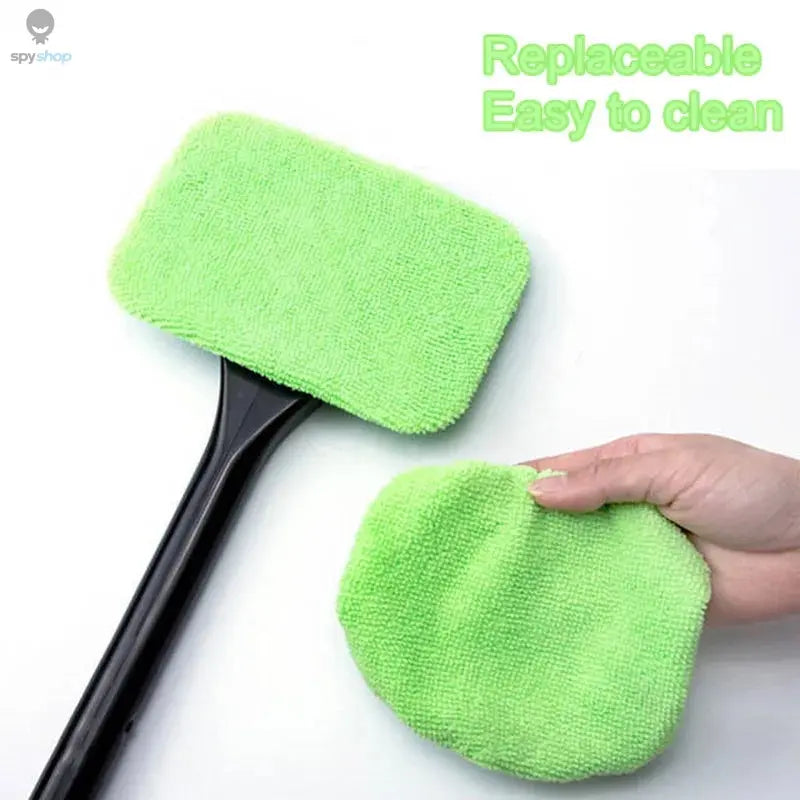 Car Window Cleaner Brush Kit Microfiber Windshield Cleaning Tool Auto Interior Glass Wash Wiper Long Handle Reusable Cloth Pad Spy-shop.com