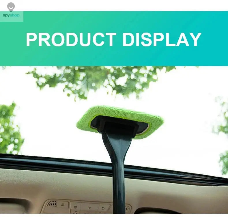 Car Window Cleaner Brush Kit Microfiber Windshield Cleaning Tool Auto Interior Glass Wash Wiper Long Handle Reusable Cloth Pad Spy-shop.com