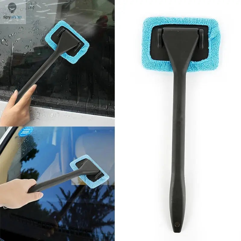 Car Window Cleaner Brush Kit Microfiber Windshield Cleaning Tool Auto Interior Glass Wash Wiper Long Handle Reusable Cloth Pad Spy-shop.com