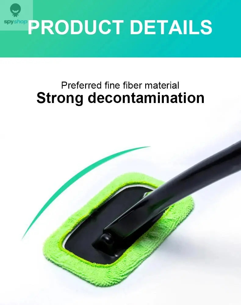 Car Window Cleaner Brush Kit Microfiber Windshield Cleaning Tool Auto Interior Glass Wash Wiper Long Handle Reusable Cloth Pad Spy-shop.com