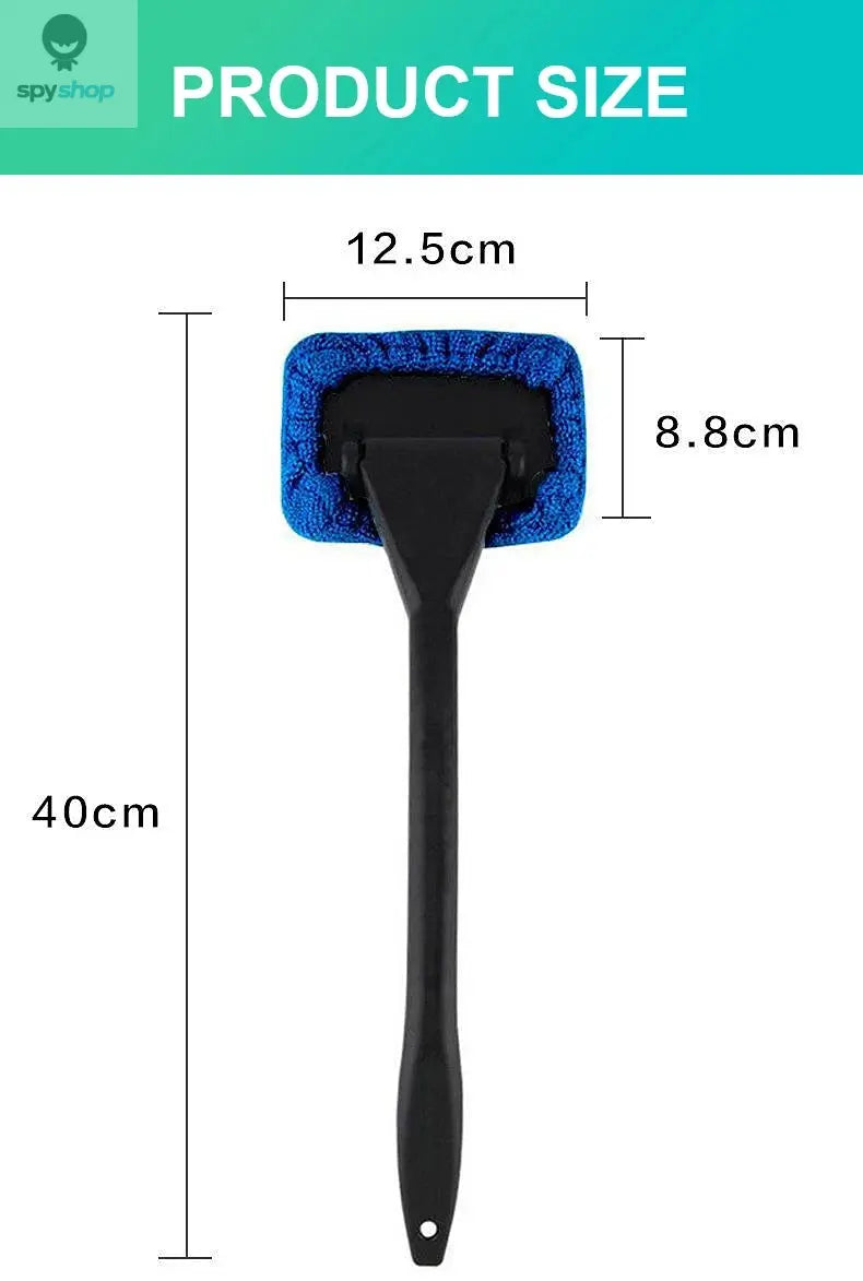 Car Window Cleaner Brush Kit Microfiber Windshield Cleaning Tool Auto Interior Glass Wash Wiper Long Handle Reusable Cloth Pad Spy-shop.com