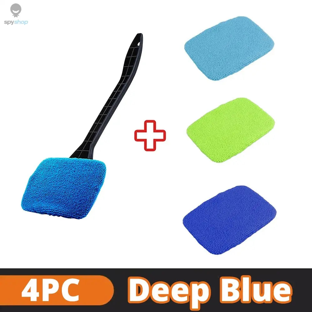 Car Window Cleaner Brush Kit Microfiber Windshield Cleaning Tool Auto Interior Glass Wash Wiper Long Handle Reusable Cloth Pad Spy-shop.com