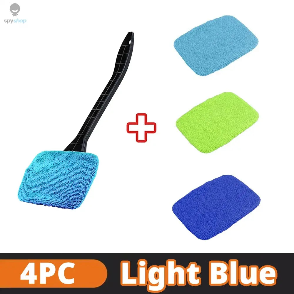 Car Window Cleaner Brush Kit Microfiber Windshield Cleaning Tool Auto Interior Glass Wash Wiper Long Handle Reusable Cloth Pad Spy-shop.com
