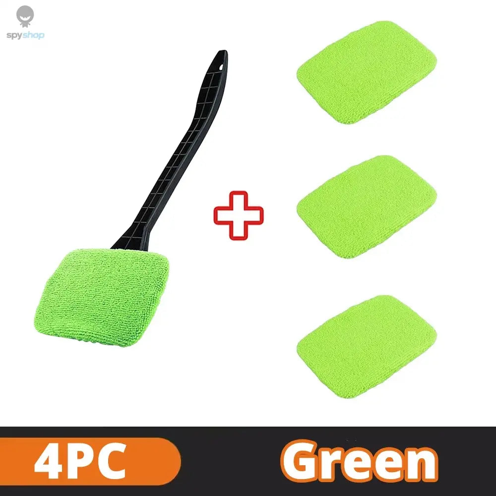 Car Window Cleaner Brush Kit Microfiber Windshield Cleaning Tool Auto Interior Glass Wash Wiper Long Handle Reusable Cloth Pad Spy-shop.com