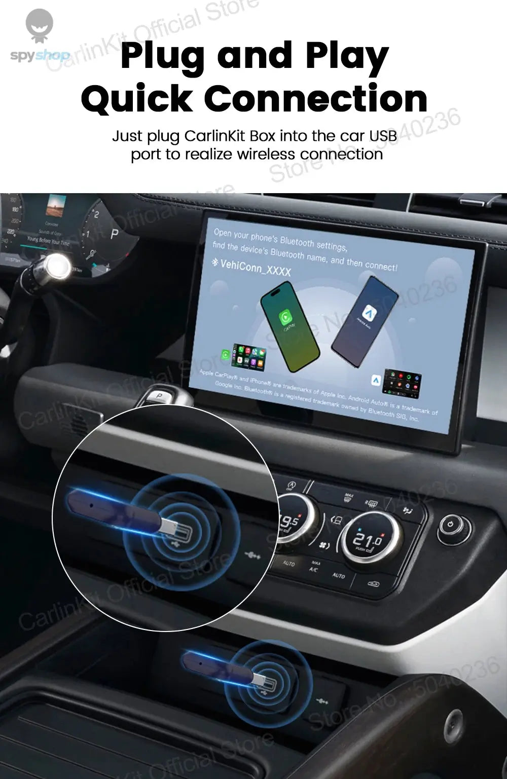 CarlinKit 5.0 Mini Ultra Wireless Adapter Wireless CarPlay Android Auto For OEM Car Plug and Play WiFi Bluetooth Auto Connection