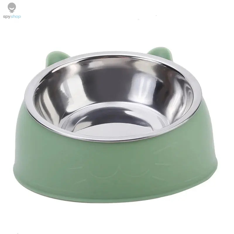 Cat Bowl Lovely Creative Inclined Kitten Puppy Food Feeding Bowls Stainless Steel Cats Drinking Feeder Pet Dogs Cats Feeders Spy-shop.com