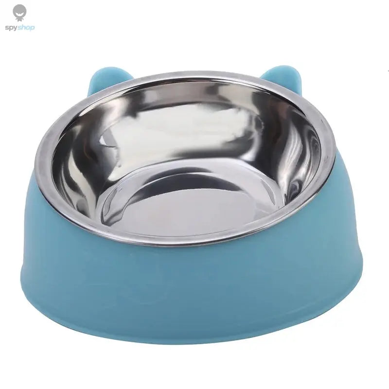 Cat Bowl Lovely Creative Inclined Kitten Puppy Food Feeding Bowls Stainless Steel Cats Drinking Feeder Pet Dogs Cats Feeders Spy-shop.com