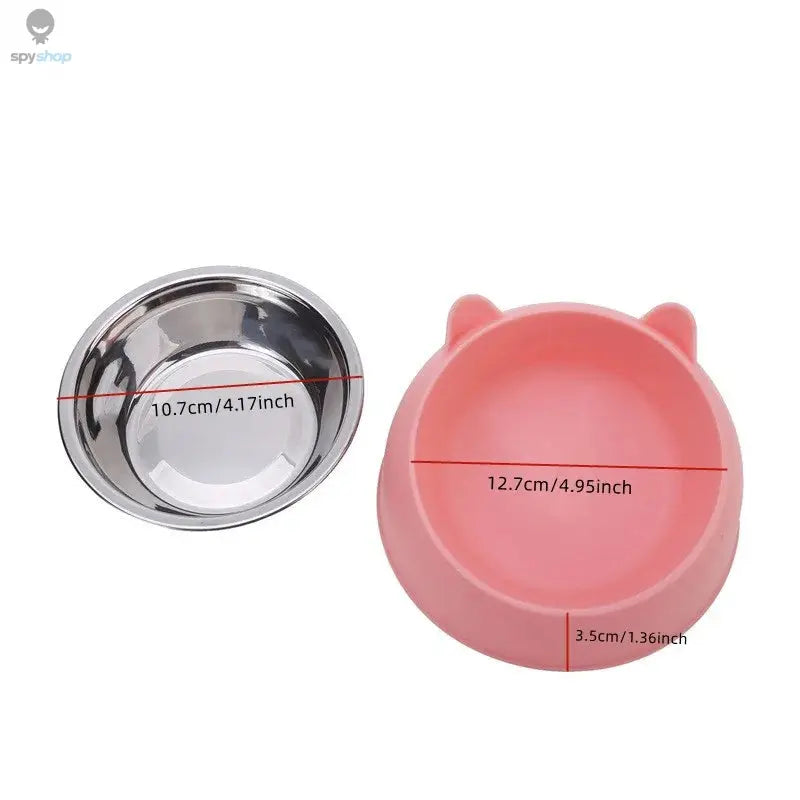 Cat Bowl Lovely Creative Inclined Kitten Puppy Food Feeding Bowls Stainless Steel Cats Drinking Feeder Pet Dogs Cats Feeders Spy-shop.com