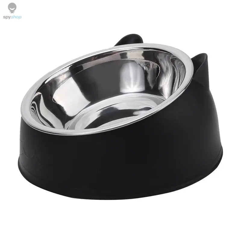 Cat Bowl Lovely Creative Inclined Kitten Puppy Food Feeding Bowls Stainless Steel Cats Drinking Feeder Pet Dogs Cats Feeders Spy-shop.com