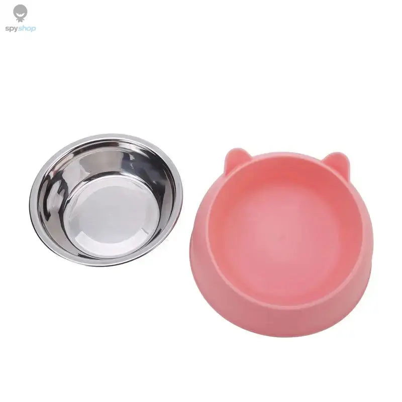 Cat Bowl Lovely Creative Inclined Kitten Puppy Food Feeding Bowls Stainless Steel Cats Drinking Feeder Pet Dogs Cats Feeders Spy-shop.com