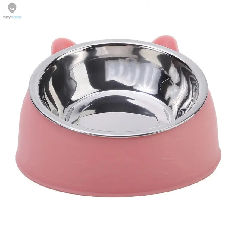 Cat Bowl Lovely Creative Inclined Kitten Puppy Food Feeding Bowls Stainless Steel Cats Drinking Feeder Pet Dogs Cats Feeders Spy-shop.com