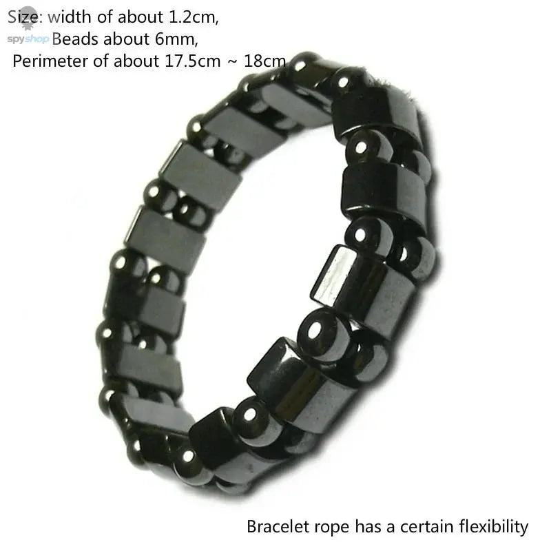 Classical Hematite Energy Beaded Elastic Magnetic Therapy Health Care Loss Weight Bracelets Slimming Health Care for Men Women Spy-shop.com