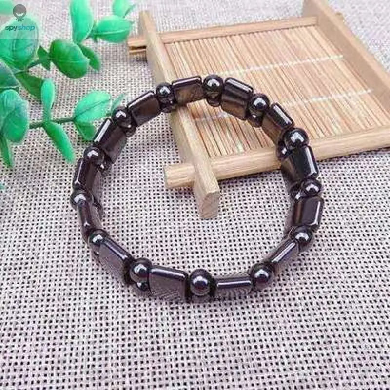 Classical Hematite Energy Beaded Elastic Magnetic Therapy Health Care Loss Weight Bracelets Slimming Health Care for Men Women Spy-shop.com