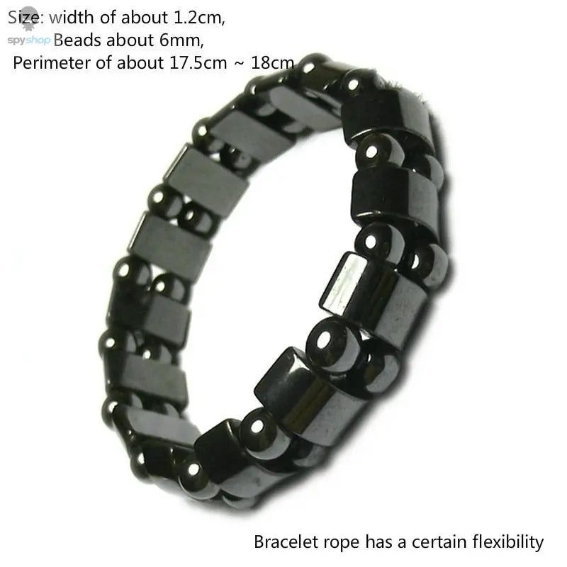 Classical Hematite Energy Beaded Elastic Magnetic Therapy Health Care Loss Weight Bracelets Slimming Health Care for Men Women Spy-shop.com