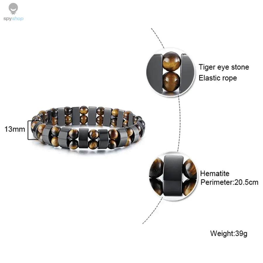 Classical Hematite Energy Beaded Elastic Magnetic Therapy Health Care Loss Weight Bracelets Slimming Health Care for Men Women Spy-shop.com