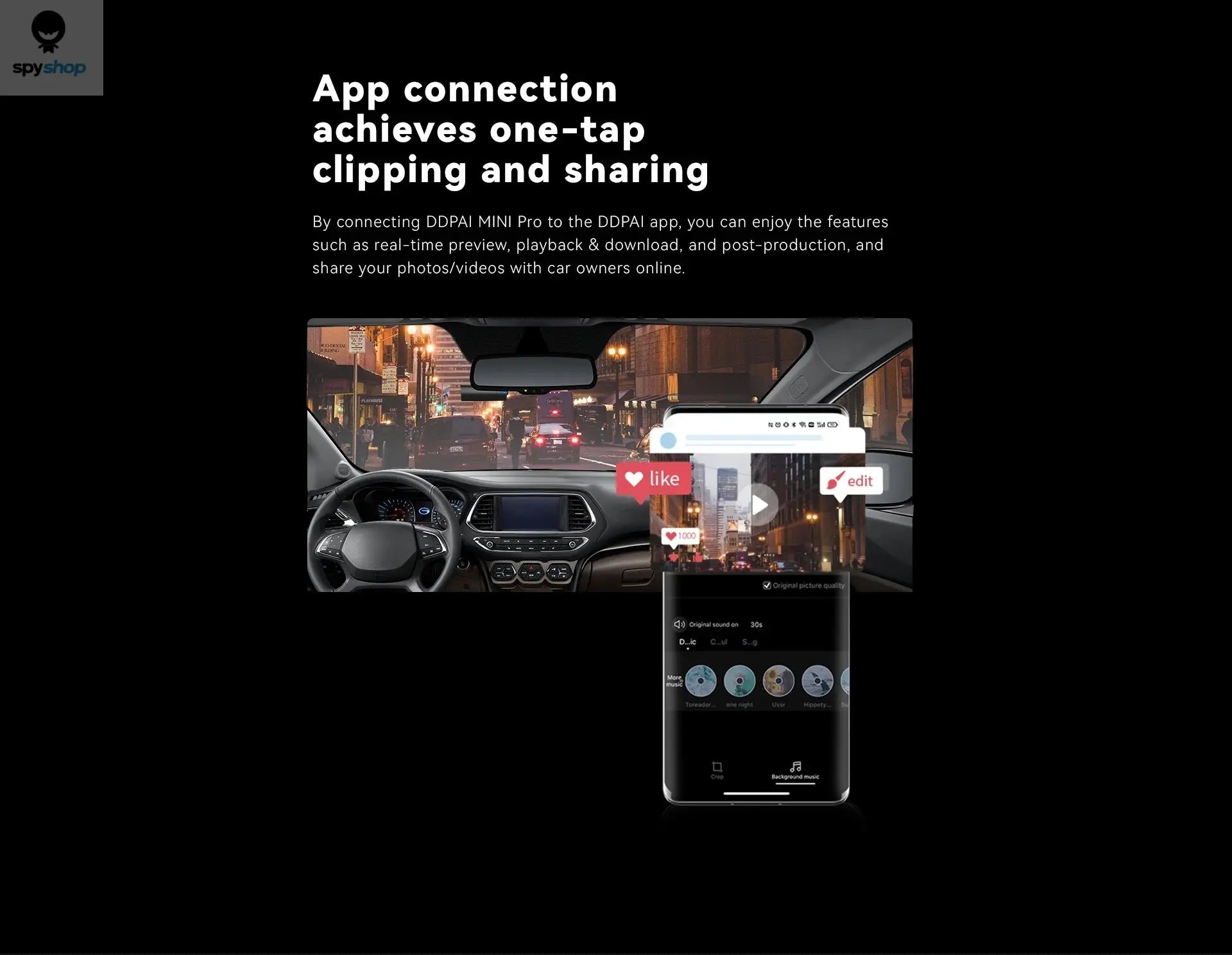 DDPAI WiFi Car DVR Mini Pro HD Night Vision 1296P Dash Cam Recorder Spy-shop.com