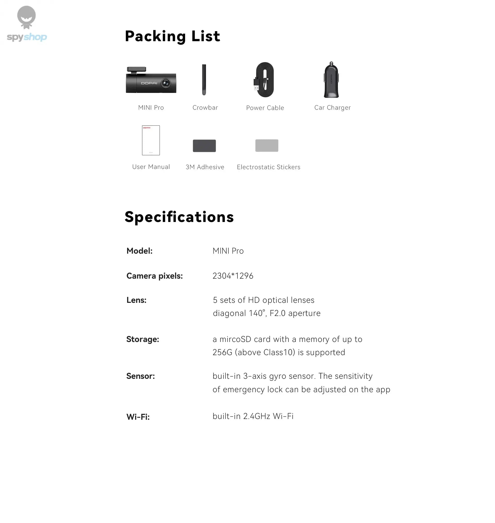 DDPAI WiFi Car DVR Mini Pro HD Night Vision 1296P Dash Cam Recorder Spy-shop.com