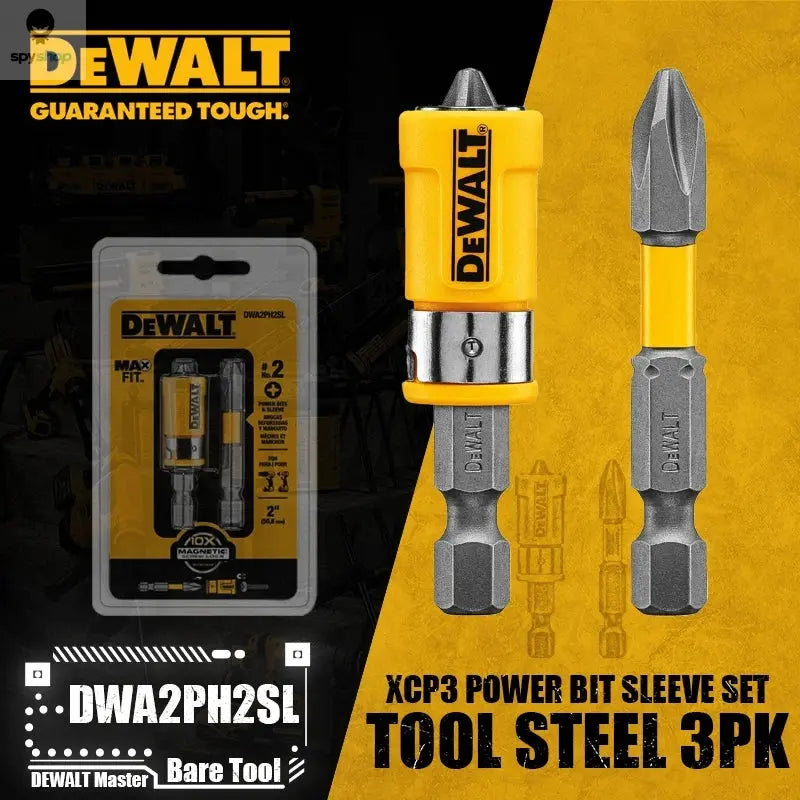 DEWALT DWA2PH2SL XCP3 Power Bit Sleeve Set Max Fit Phillips #2 S X 2" L S2 Tool Steel 3PK Driver Drill Tool Accessories Spy-shop.com