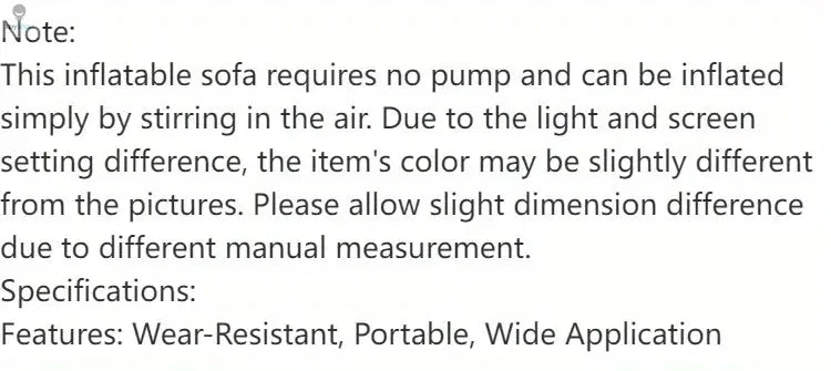 DIZETION Air Lazy Inflatable Sofa Bag Portable Camping Sofa Mattress Music Festival Recliner