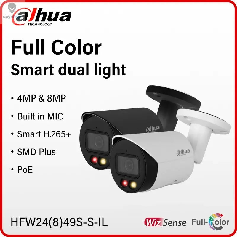 Dahua 4MP 8MP Full Color Camera Outdoor 4K Human Detection Security Cam With Mic Smart IR Warm Light HFW2849S-S-IL HFW2449S-S-IL Spy-shop.com