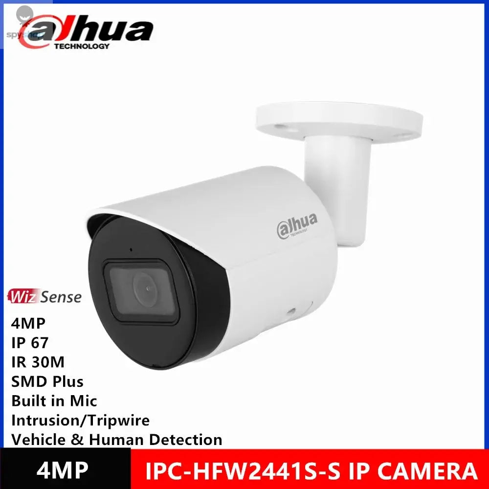 Dahua IPC-HFW2431S-S-S2 4MP IR30M & IPC-HFW2441S-S 4MP POE IR30M IP67 built in MIC SMD Plus Bullet WizSense Network ip Camera Spy-shop.com