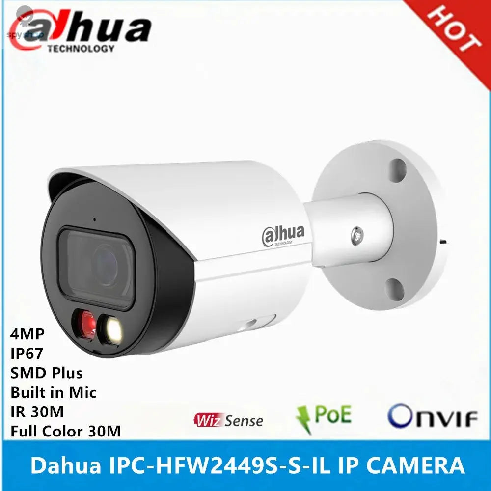 Dahua IPC-HFW2449S-S-IL 4MP Smart Dual Light Full-color & IR30M Built-in Mic POE SMD Plus WizSense IP Camera Spy-shop.com