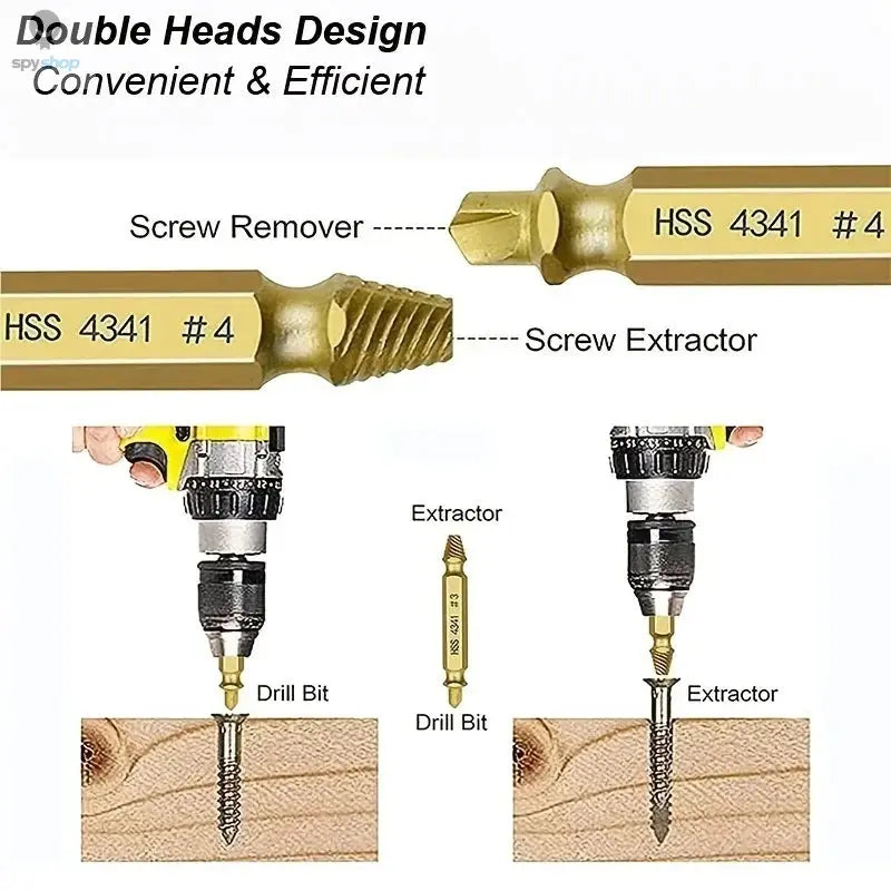 Damaged Screw Extractor Set HSS Drill Bit Stripped Broken Remover Small Easily Quickly Take Out Kit Easy Demolition Power Tools Spy-shop.com